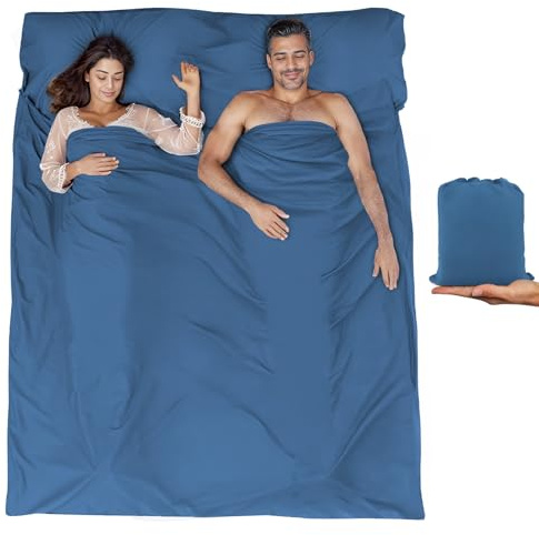 BREENHILL Doppelschlafsack-Innenfutter, Camping-Bettlaken & Reisedecke, Hostels & Reisen, Erwachsenen-Schlafsack für Rucksackreisen, Hotels, leichte Camping-Schlafsack-Einlagen