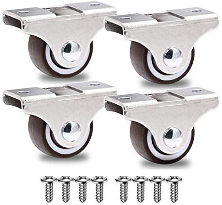 GBL Möbelrollen Schwerlast + Schrauben - 25mm 40KG - 4 Rollen klein ohne Möbel Bremse - keine Spuren & Leise - Schwerlastrollen Transportrollen für Palettenmöbel. Gummi,Pu