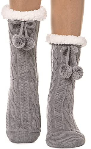 EBMORE Damen Kuschelsocken Warme Stoppersocken Rutschsichere Hüttensocken Winter Geschenk Flauschig Weihnachtssocken Hausschuhe Socken