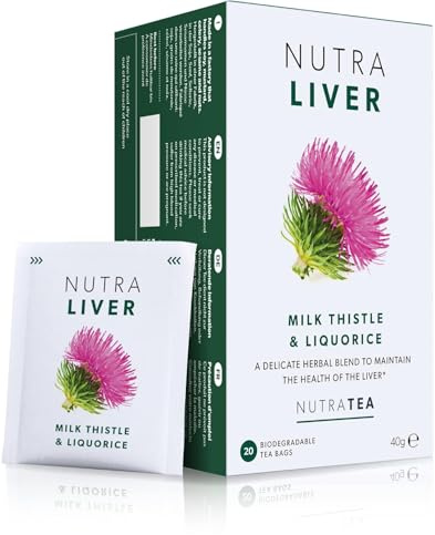 Nutra Tea NUTRALIVER - Detox Tee zum Entgiften der Leber, trägt zur Unterstützung der Leber & gesunde Verdauung bei, 20 wiederverwendbare Teebeutel, Leber Tee mit Mariendistel & Lakritz - (1 Packung)