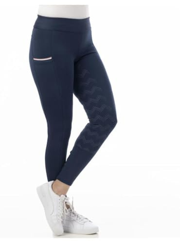 Riding World - Reitleggings für Mädchen Agadir | Leggings zum Reiten | Reithose mit Silikon-Vollbesatz & breitem Bund | Reiterhose mit 2 Handytaschen | Reitbekleidung in Marineblau | Größe 164