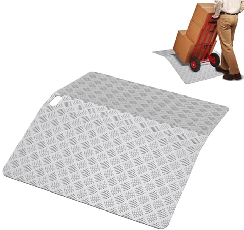 ACXIN Schwellenrampe, Türschwellenrampe aus Aluminium, rutschfeste Rollstuhlrampe mit Griffen, tragbare Schwellenbrücke, Tragfähigkeit 270 kg (60 x 70 x 10 cm)