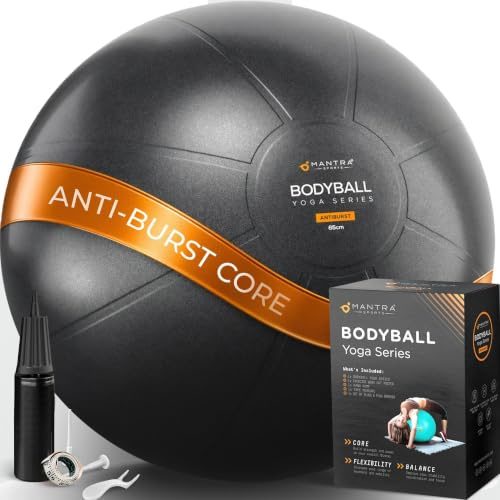 MANTRA SPORTS Gymnastikball – Anti-Burst Sitzball, Balance Ball für Schwangerschaft & Yoga - Pilates Ball für Büro & Rückentraining mit Pumpe