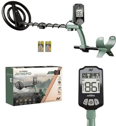 Minelab X-Terra Intrepid - Professioneller Metalldetektor für jedes Gelände mit wasserdichter Spule, 2 Erkennungsmodi und klaren Ziel-IDs für Erwachsene - (Forrest - Grün)