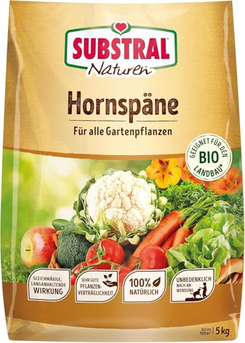 Substral Naturen Bio Hornspäne, 5kg, Organischer Dünger für Gärten und Balkone, Nährstoffreich & Chloridarm