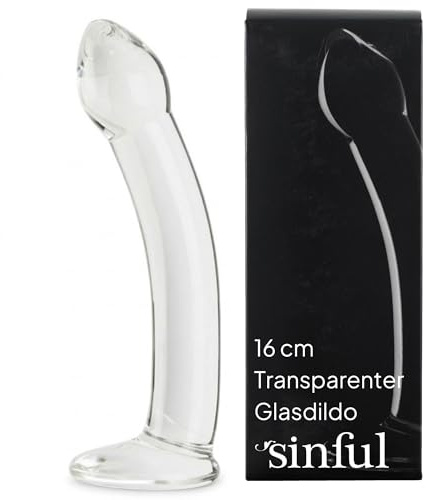 Sinful Glasdildo 16 cm - Curvy Anal Dildo - Transparenter G Punkt und Prostata für Frauen Männer & Paare - Anfänger Sexspielzeug aus Bruchsicherem Borosilikatglas