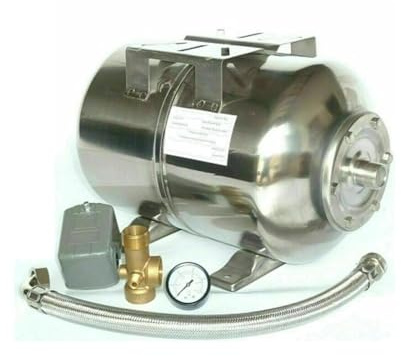 Druckkessel Set Hauswasserwerk von CHM GmbH 50 Liter Membrankessel Edelstahl Hauswasserwerk 5tlg.