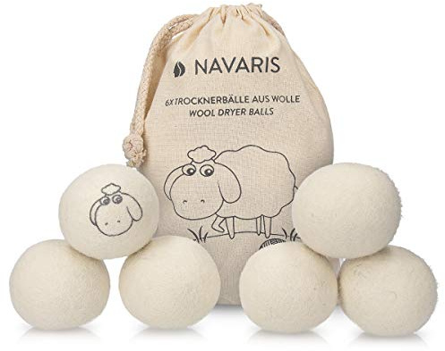 Navaris Trocknerbälle 6er Pack ökologisch - Ball für Wäschetrockner aus 100% Wolle - Umweltschonende Filzbälle - Bio Weichspüler Alternative