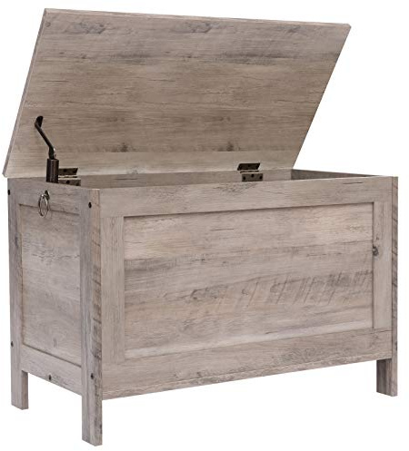 HOOBRO Truhen, Sitzbank mit Stauraum, Spielzeugtruhe mit Deckel, Schuhbank, Sitztruhe, Aufbewahrungstruhe, Robust, Sicherheitsscharniere, Schlafzimmer, Wohnzimmer, 76 cm, Greige EBG75CW01G1