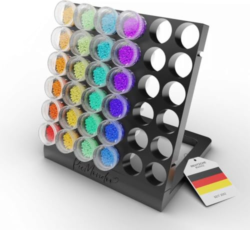 Picmondoo Döschenwand Sockel - Diamond Painting | Stabiler Sockel mit Stecksystem, erweiterbar & platzsparend, schwarze Gravur für ordentliche Steinchen