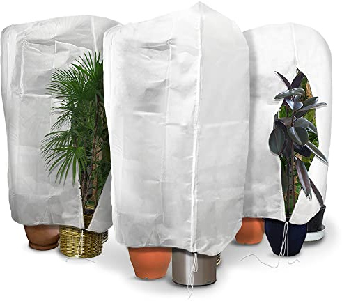VOUNOT 3er Set Winterschutz für Pflanzen Kübelpflanzen, Frostschutz Kübelpflanzensack mit Reißverschluss und Kordelzug, 80g/m², 120 x 180 cm