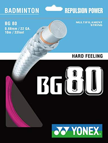 YONEX BG 80 Badmintonsaite, neonpink