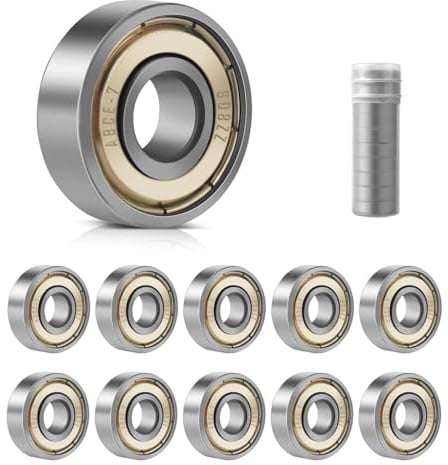 10 Stück Kugellager, 608ZZ 8x22x7 mm, Double Shielded Miniatur Rillenkugellager, Carbonstahl Präzisionslager, 608 Kugellager für Skateboards, Rollerblades, Fahrräder (10)