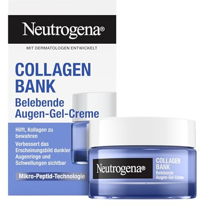 Neutrogena Collagen Bank Belebende Augen-Gel-Creme (15 g), parfumfreie Augenpflege mit Mikro-Peptid-Technologie gegen Falten, Augenringe & Schwellungen, für empfindliche Haut