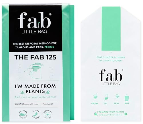 Fab Little Bag Hygienebeutel für Tampons, Damenbinden, Binden - Verhindert Geruch, verschließbar, umweltfreundlich, reisefreundlich - Packung mit 125 Damenhygienebeutel - Sixer Pack