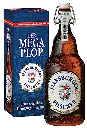 Flensburger Pilsener Mega Plop, Bier Flasche Einweg (1 X 2.0 L) Karton, Geschenkkarton, Biergeschenk