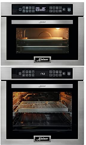 Kaiser Herdset EH 6306 R+ EM 6307 R, Einbau Backofen Set 79 L, 15 Funktionen, Edelstahl + Mikrowellen Backofen, 45 cm Hoch, TouchControl, Heißluftsystem, Infrarotgrill, Mikrowelle, 22 Funktionen