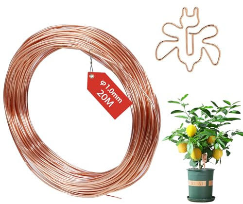 FIFIBANG 20M Kupferdraht, Ø1mm, Basteldraht, Schmuckdraht, Gardening Kupferdraht, Kupferspulen für Pflanzen und Gemüseanbau DIY