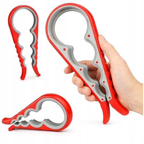 KRUMAD Deckelöffner Universal, Schraubglasöffner & Flaschenöffner mit rutschfestem Griff, ergonomischer Glasöffner für Schraubdeckel, Küchenhelfer für Senioren und Arthritis