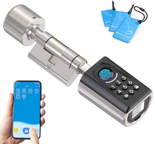 WELOCK Türschloss Fingerabdruck ToucA51,Elektronisches Türschloss Code,mit RFID Karte,APP,WiFi,Fingerabdruck Schloss Haustür IP65,Smartes Türschloss,Schließzylinder für Türen von 30-70mm,Smart Lock