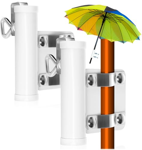 com-four® 2X Sonnenschirmhalter für Balkongeländer, Sonnenschirm Balkon | Sonnenschirmständer - Schirmhalter bis 28 mm Ø - Plattenstärken bis 30 mm