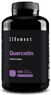 Quercetin – mit Bromelain für eine optimale Aufnahme – 500 mg reine Quercetin, standardisierter Extrakt (95%) – 180 vegane Kapseln – ohne Zusatzstoffe, glutenfrei, laktosefrei – Zenement