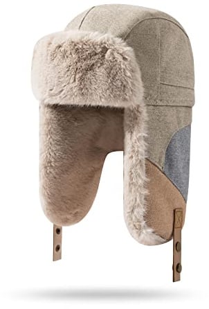 Clakllie Unisex Fliegermütze Wildleder Winddicht Trappermütze Warme Kunstfell Russische Mütze Warme Baumwolle Hut