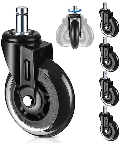 Bürostuhl Rollen 5er Set - 11 x 22mm,Kratzerfrei & Leises Gleiten,Strapazierfähige & Abriebfeste Gummirollen für Hartboden,Laminat & Parkett – Ideal für Gaming-Stühle und Drehstühle