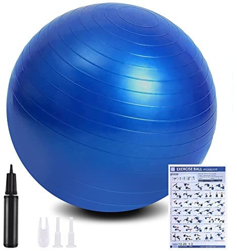 flintronic Gymnastikball, 65 cm Ultra-Dicker Anti-Explosions-Yoga-Ball mit aufblasbarer Fußpumpe, Robuster Maximalbelastbarkeit Fitness-Ball für Sport-Fitness, Yoga, Pilates