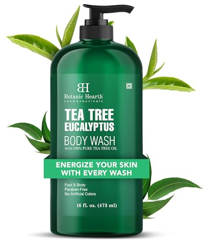 Botanic Hearth Eukalyptus & Teebaum Duschgel 473 ml | Beruhigt trockene und beanspruchte Haut und spendet Feuchtigkeit für die tägliche Körperpflege Für Männer und Frauen
