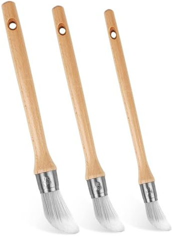 3 Stück Rund Lackierpinsel Spitz Fein Malerpinsel Fensterrahmen Lackierpinsel Nylon Pinsel Edelstahl Bogen Ringpinsel Zum Fenstern und Türen Profilen mit Farben auf Öl und Wasserbasis