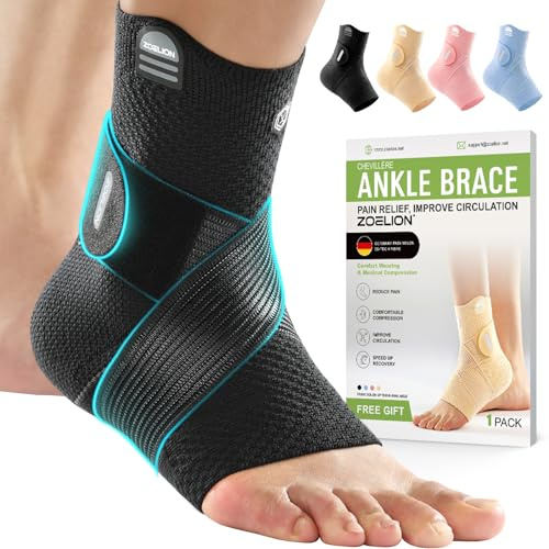 ZOELION Knöchelbandage mit Einzigartigem Netzband, 3D-Gestricktes Luftgewebe Sprunggelenkbandage für Plantarfasziitis Achillessehne, Verstellbare Fussbandage zur Schmerzlinderung Verletzungshilfe, M