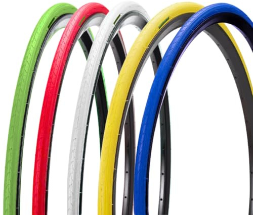 Farbige Reifen 700 x 23C (23-622) Reifen Slick Fixed für Rennrad Straßenreifen (weiß)