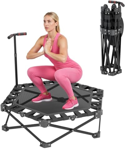 ZAKVOP Mini Trampolino Fitness Pieghevole per Adulti 106 cm | Trampolino per Interni con Maniglia Regolabile, 106 cm, Portata 275 kg, Trampolin per Casa