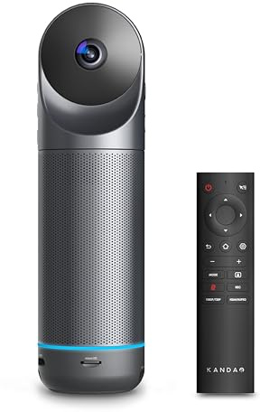 KanDao Meeting Pro 360 Grad Videokonferenzkamera All-in-One, 1080P HD Webcam mit Mikrofon und Lautsprecher, KI Sprecher-Fokus & Lokale Aufnahme, 5,5m Reichweite, Plug & Play für Zoom,MS Teams,Skype