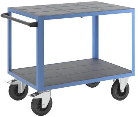 eurokraft | Montagewagen | Tragfähigkeit 500 kg | 2 Ladeflächen aus Kunststoff | Ladefläche 1050 x 700 mm | Gestell lichtBlau