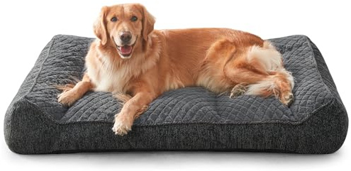 JOEJOY Orthopädisches Hundebett Grosse Hunde, Ergonomisches Hundebett Waschbar Abnehmbar, Hundesofa rutschfest mit Erhöhtem Rand, Hundekorb Weiches Schneeflocken-Fleece, 107x76x24cm