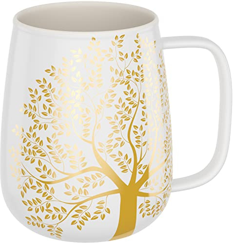 amapodo Jumbotasse - Große Tasse 600ml - XXL Tasse Groß - Grosse Kaffeetasse - Bürotasse - Kaffeepott - Geburtstag Geschenk für Fauen - Kaffeebecher Porzellan - Keramik Tasse groß - Weiß