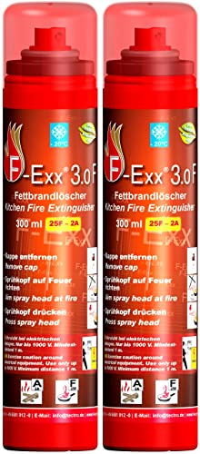 F-Exx 3.0 F - Fettbrand- und Festbrand-Feuerlöscher für Haushalt und Küche im 2er-Pack (Made in Germany)