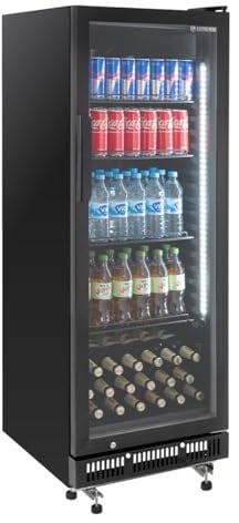 GastroHero Getränkekühlschrank GKS-230 I 230 L Getränkekühlschrank mit Glastür & LED I Flaschenkühlschrank abschließbar I Bierkühlschrank 0 bis +8 °C
