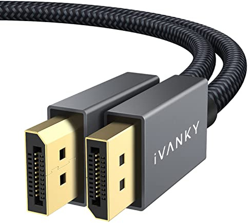 IVANKY DisplayPort Kabel, 4K DP Kabel Für Gaming Monitor, HDTV 3M | DP Kabel 4K@60Hz, 2K@165Hz/144Hz, Display port Kabel mit FreeSync, G-Sync, Geeignet für Gaming-Monitor, PC, Grafikkarte