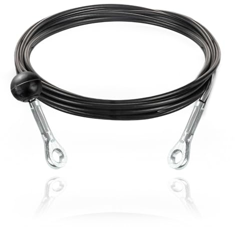 DQ-PP Stahlseil ummantelt mit Ösen und Ballstopper für Fitnessgeräte – 5mm / 6,5mm – 6m – 7x19 – Drahtseil – Gym Kabel – Schwarz – Fitness – 600cm