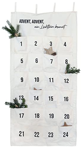 Papierdrachen Adventskalender 2026 - Wandteppich Ein Lichtlein brennt | Bestickter Stoff - Größe 1,20x60 cm - Dekoration - für Groß&Klein - 24 Stoffbeutel 13x13 cm - für kleine Überraschungen