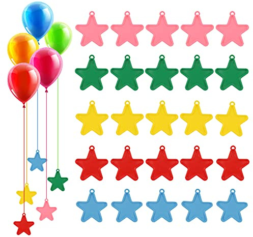 Auidy_6TXD 25 Stück Luftballons Gewichte Stern Ballongewicht Ballonbeschwerer Bunte Gewichte Kunststoff Set für Helium für Hochzeit Kinder Feiern Geburtstag