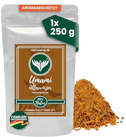 Azafran Umami Gewürz Alleswürzer ohne Geschmacksverstärker 250g | Für Pasta, Pizza, Gemüse, Saucen und Dips