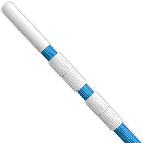 Greenerever 360 cm Schwimmbad Stange Teleskop Aluminium Stange für Skimmer Netze Vakuum Köpfe mit Schläuchen Rechen Bürsten | Einstellbare | 1,3 mm Kommerzielle Dicke Stange | Gerippte Oberfläche Blau