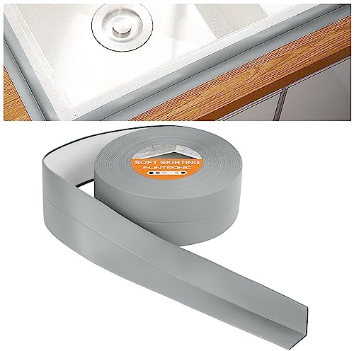 Flintronic Weichsockelleiste, 19 x 19mm 10m Weichsockelleiste Selbstklebend für Küche und Badezimmer, Selbstklebende Abschlussleiste aus PVC, Flexible Knickleiste - Fugendichtungsband
