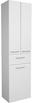 Hochschrank Ablageschrank Badschrank Seitenschrank Badmöbel Schrank Carrie II weiß-Glanz/weiß-Hochglanz