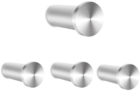 Feligio Haken zum Schrauben 4 Stück, Edelstahl Gebürstetes Silber | Zum Schrauben, Tragkraft 15 kg, Modern-Minimalistisch, Robust und Langlebig, Geeignet für Küche, Bad & Toilette