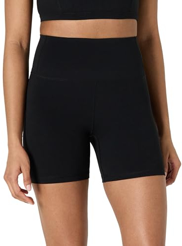 Amazon Essentials Damen Sportliche Anschmiegsame FormFlex-Radlerhose, Hohe Taille, Schwarz, L